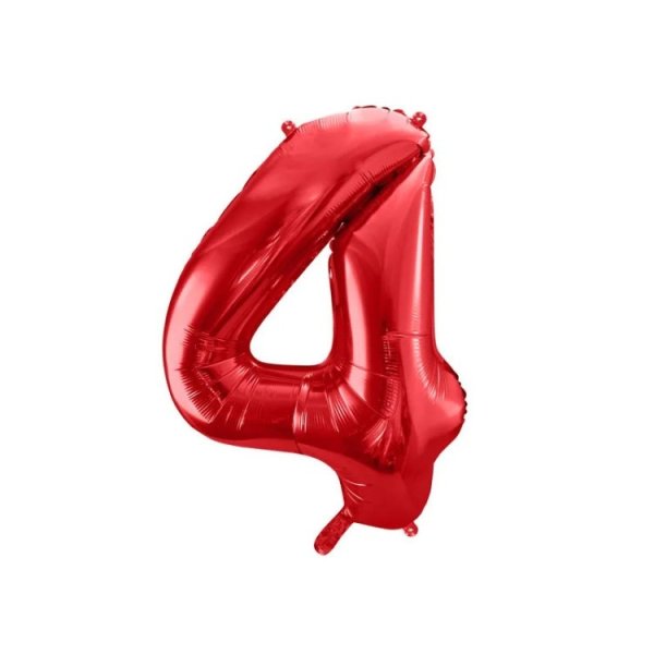 Zahlenballon - Rot, 86 cm - Zahl: 4 Zahlenballon - Rot, 86 cm - Zahl: 4