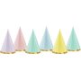 Partyhte - Pastellmischung mit Goldbesatz - 6er-Pack