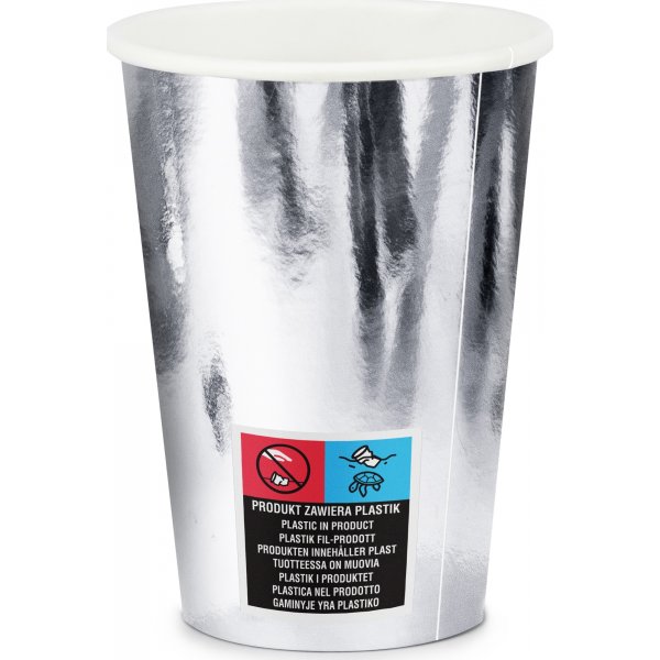 Pappbecher - Metallic - Silber - 6er-Pack