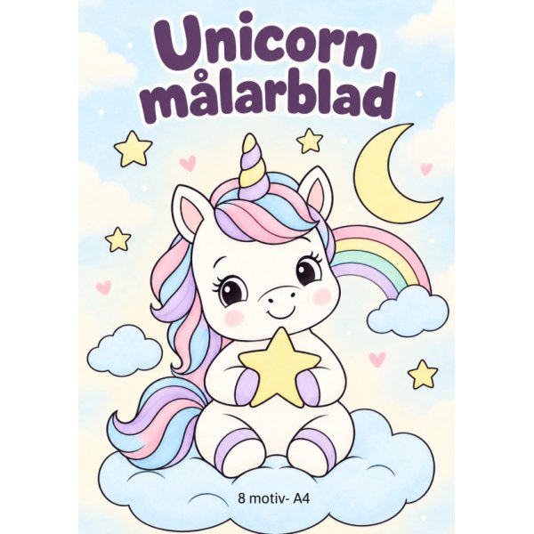 Ausmalbild - Einhorn - 8 Motive - A4 Ausmalbild - Einhorn - 8 Motive - A4