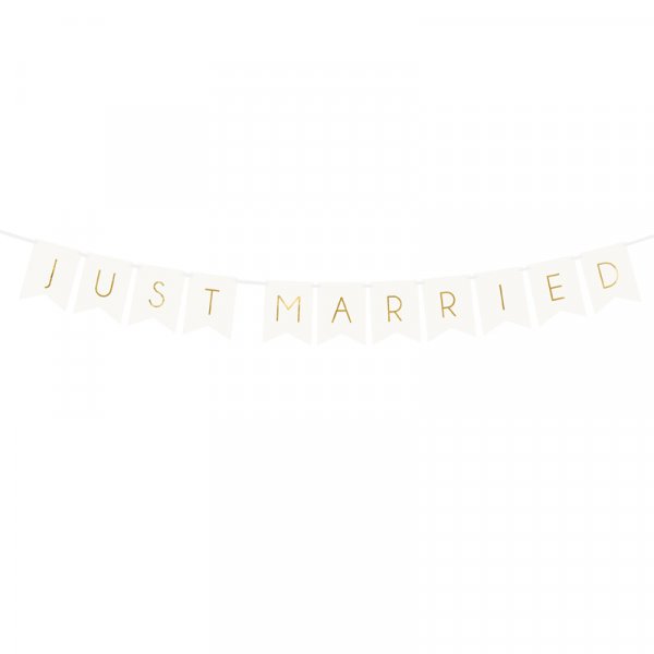 Wimpel - Just Married - Wei/Gold