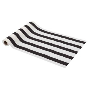 Tischläufer aus Stoff - Schwarz-Weiß gestreift - 28 cm x 5 m Tischläufer aus Stoff - Schwarz-Weiß gestreift - 28 cm x 5 m