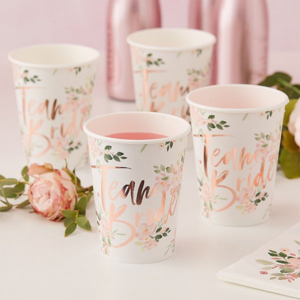 Pappbecher - Floral Hen - 8er-Pack