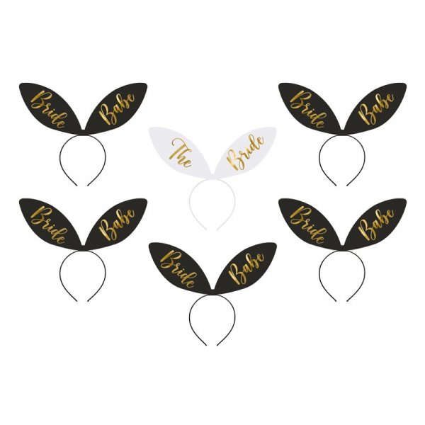 Tiara - 6er-Pack - Bride Squad - Schwarz/Gold