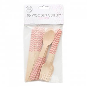 Holzbesteck - Pink - 18er-Packung Holzbesteck - Pink - 18er-Packung