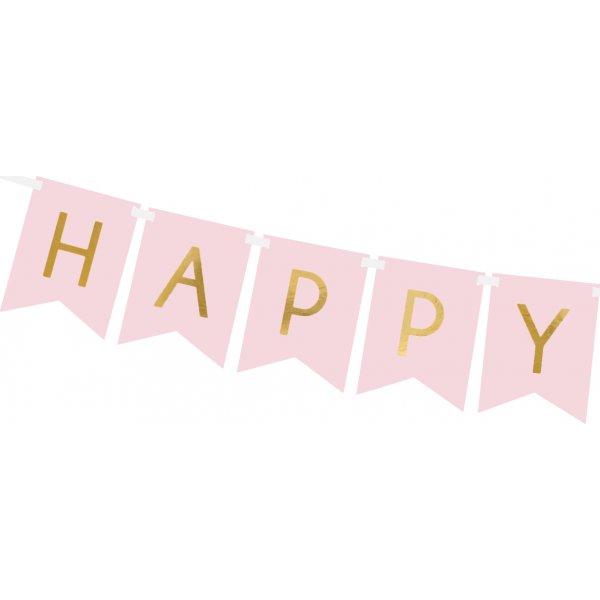Wimpel - Happy Birthday - Rosa/Gold Wimpel - Happy Birthday - Rosa/Gold