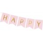 Wimpel - Happy Birthday - Rosa/Gold