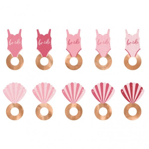 Getrnkeanhnger - Badeanzug - Pink/Gold - 10er-Pack