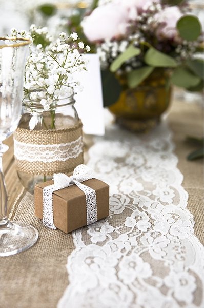 Tischlufer - Jute/Spitze