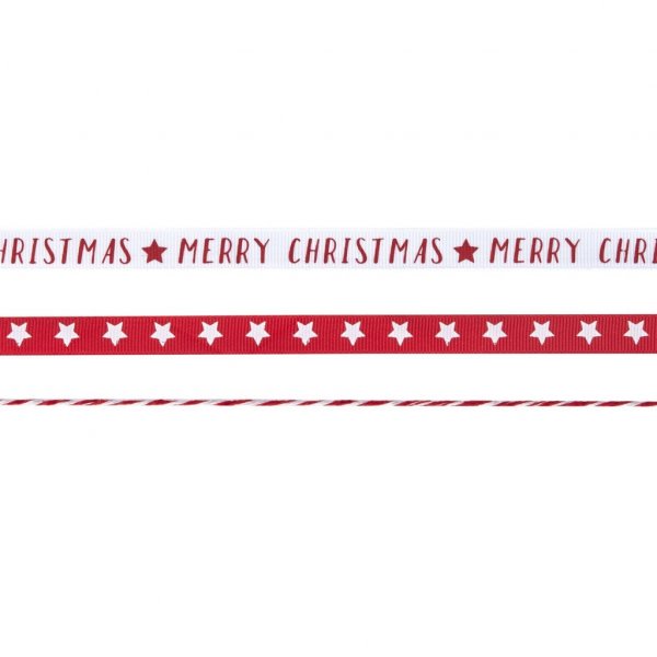 Geschenkschnur - Frohe Weihnachten - Rot/Weiß - 3er-Pack Geschenkschnur - Frohe Weihnachten - Rot/Weiß - 3er-Pack