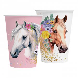 Pappbecher - Pferde - 210 ml - 8er-Packung