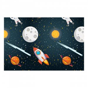 Tischdecke Weltraumparty - Wiederverwendbarer Kunststoff, 120 x 180 cm Tischdecke Weltraumparty - Wiederverwendbarer Kunststoff, 120 x 180 cm