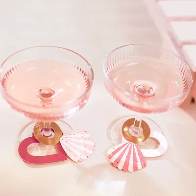 Getrnkeanhnger - Badeanzug - Pink/Gold - 10er-Pack