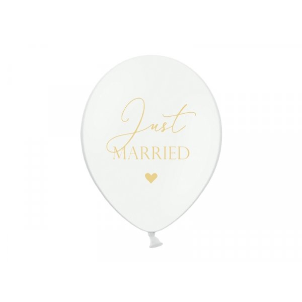Luftballons - Just Married - Wei/Gold - 50er-Pack
