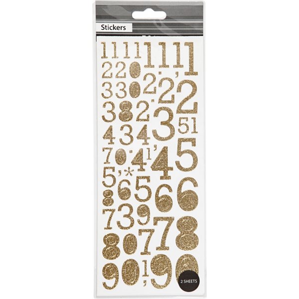 Glitzeraufkleber - Gold - Zahlen - 10x24 cm - 2 Blatt
