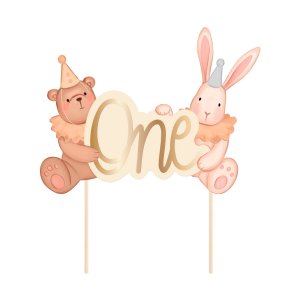 Tortenfigur - Eins - Teddy & Hase Tortenfigur - Eins - Teddy & Hase