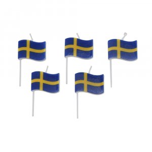 Tortenkerzen mit schwedischer Flagge - 5 Stück Tortenkerzen mit schwedischer Flagge - 5 Stück