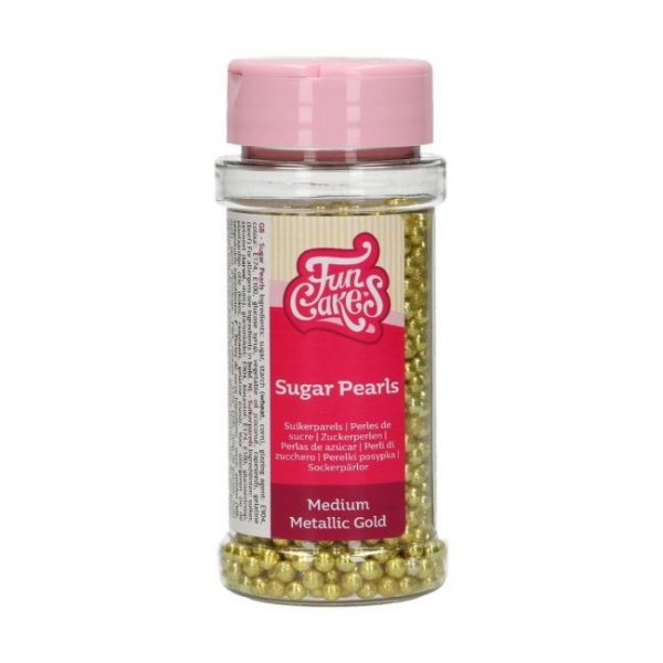 Zuckerperlen - Mittel 4 mm - Metallic Gold - Funcakes - 80 g Zuckerperlen - Mittel 4 mm - Metallic Gold - Funcakes - 80 g