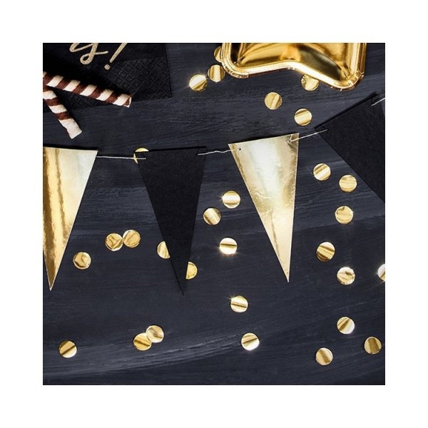 Wimpelgirlande - Mini - Schwarz & Gold - 2,1 m Wimpelgirlande - Mini - Schwarz & Gold - 2,1 m