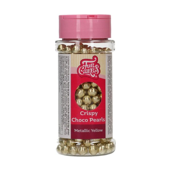 Knusprige Schokoladenperlen, metallisch gelb, 60 g - FunCakes Knusprige Schokoladenperlen, metallisch gelb, 60 g - FunCakes