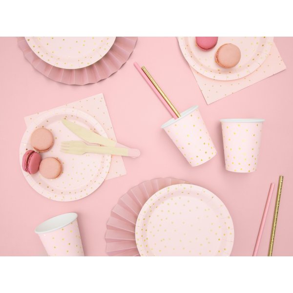 Dessertteller - Hellrosa - Polka Dot Gold