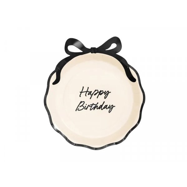 Pappteller - \\\"Happy Birthday\\\" - Schwarz/Weiß - 6er-Packung Pappteller - \\\"Happy Birthday\\\" - Schwarz/Weiß - 6er-Packung