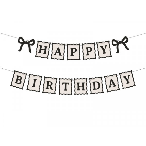Geburtstagsbanner - Creme-Schwarz - 100 cm Geburtstagsbanner - Creme-Schwarz - 100 cm