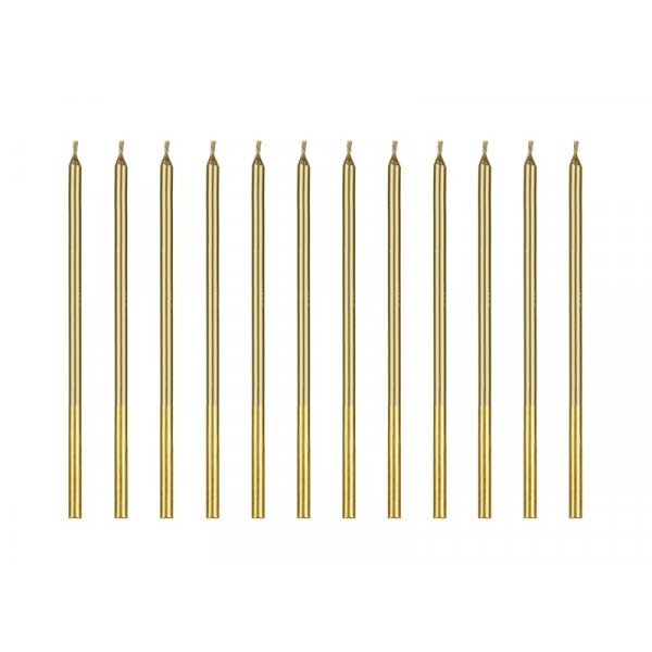 Lange Kuchenkerzen - Gold - 12 Stck