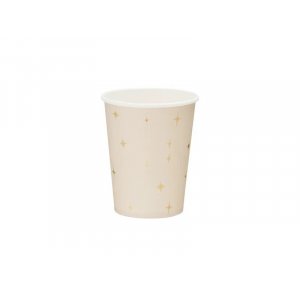 Pappbecher - Beige mit goldenen Sternen - 6er-Pack