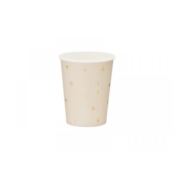 Pappbecher - Beige mit goldenen Sternen - 6er-Pack Pappbecher - Beige mit goldenen Sternen - 6er-Pack