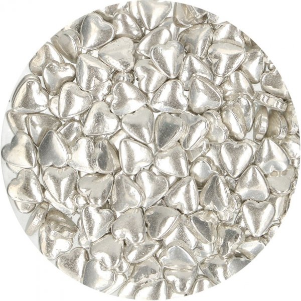 Streusel - Silberne Herzen - Metallic - Funcakes - 80 g Streusel - Silberne Herzen - Metallic - Funcakes - 80 g