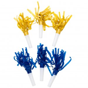 Party-Spritztüllen 13 cm, 6 Stück - Blau und Gold Party-Spritztüllen 13 cm, 6 Stück - Blau und Gold