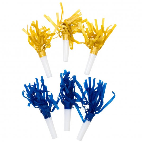 Party-Spritztüllen 13 cm, 6 Stück - Blau und Gold Party-Spritztüllen 13 cm, 6 Stück - Blau und Gold