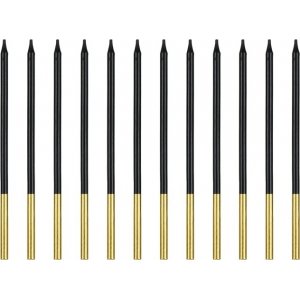 Kuchenkerzen - Lang - Schwarz/Gold - 12er-Pack Kuchenkerzen - Lang - Schwarz/Gold - 12er-Pack