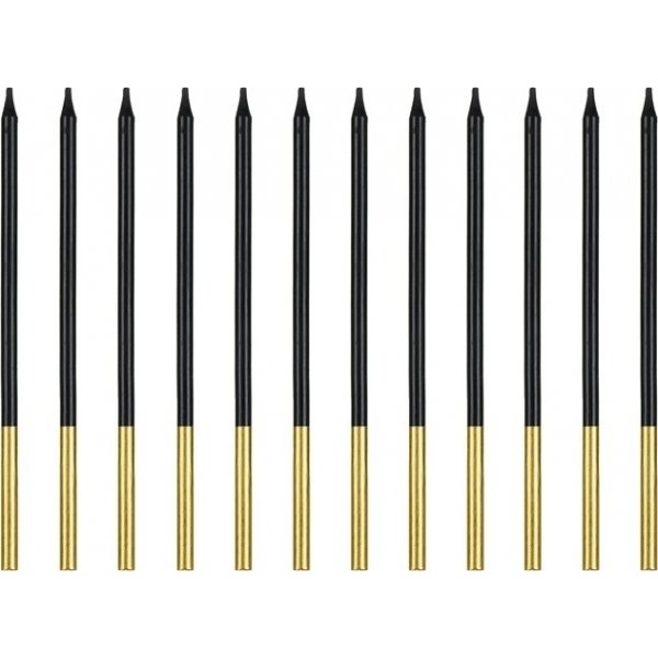 Kuchenkerzen - Lang - Schwarz/Gold - 12er-Pack Kuchenkerzen - Lang - Schwarz/Gold - 12er-Pack