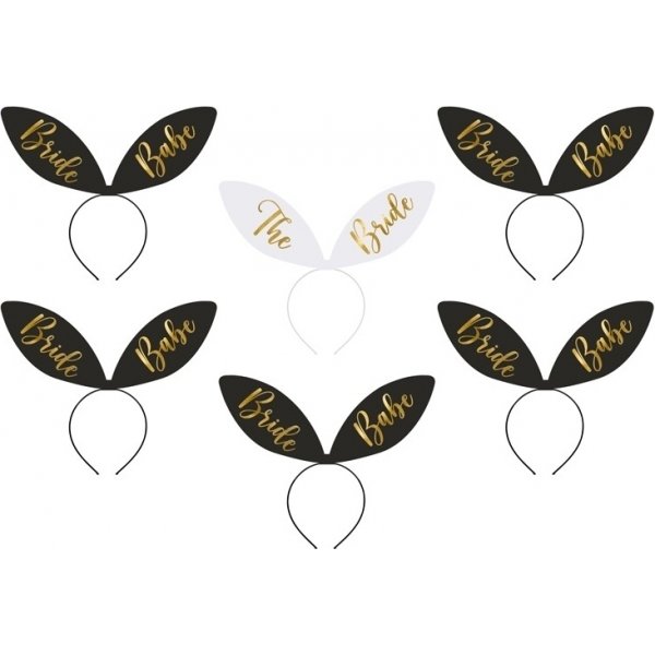 Tiara - 6er-Pack - Bride Squad - Schwarz/Gold