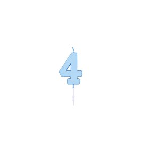 Kuchenkerze - Pastellblau - 4,5 cm - Nummer 4 Kuchenkerze - Pastellblau - 4,5 cm - Nummer 4