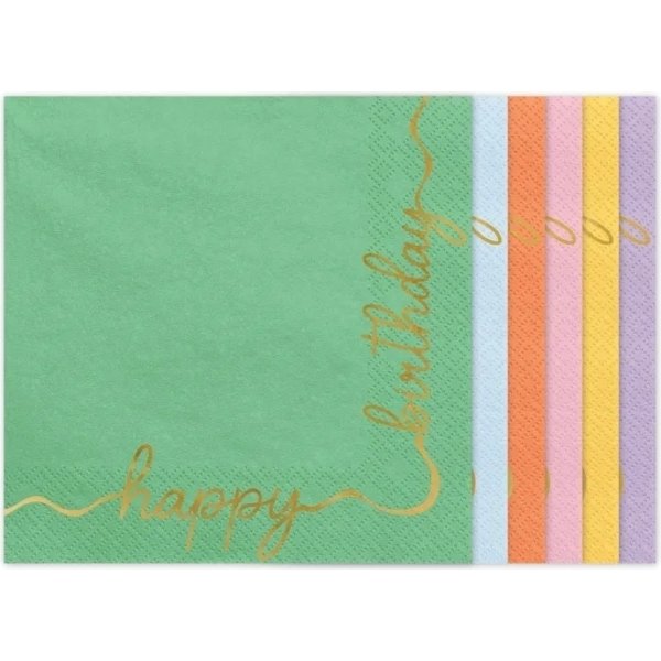 Servietten - Happy B-day - Rosa/Irisierend - 20er-Pack COPY