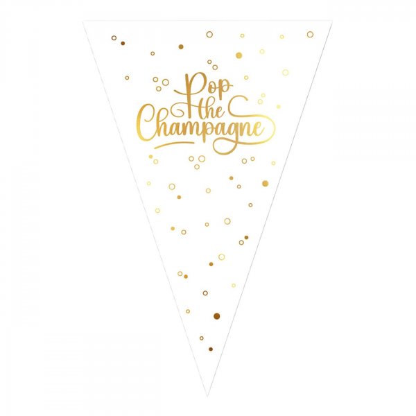 Wimpelgirlande \\\"Pop the Champagne\\\" - Wei�/Gold - 6 m