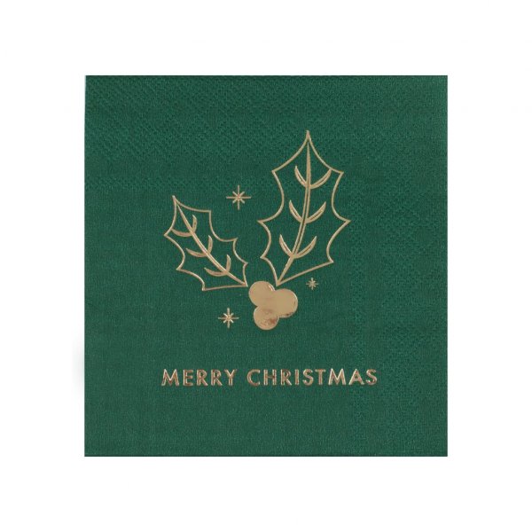 Kleine Servietten - Frohe Weihnachten - Grün/Gold - 16er-Pack Kleine Servietten - Frohe Weihnachten - Grün/Gold - 16er-Pack