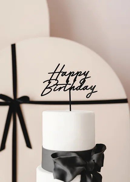 Tortenaufsatz - Alles Gute zum Geburtstag - Acryl - Schwarz