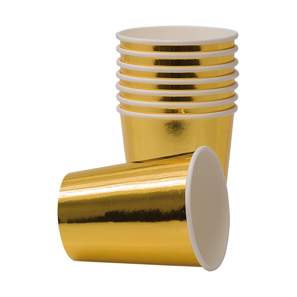 Pappbecher - Gold - 8er-Pack