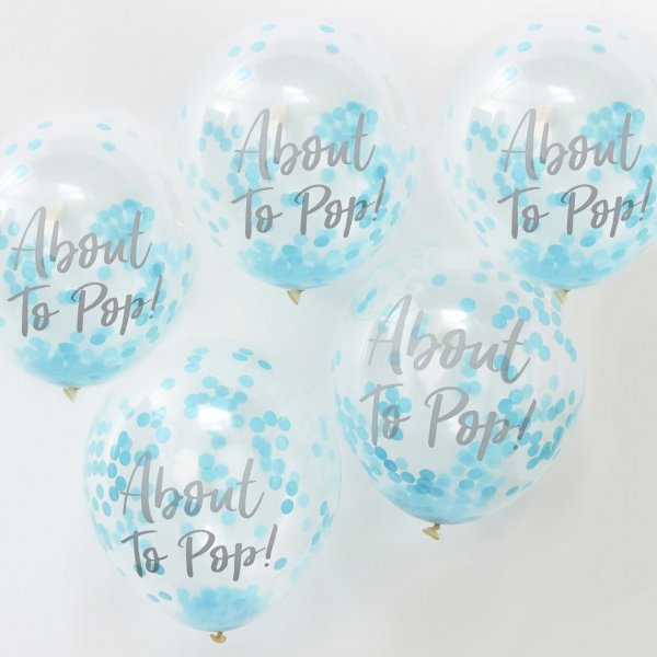 Konfetti-Luftballons - Bald platzt - Blau - 5er-Pack