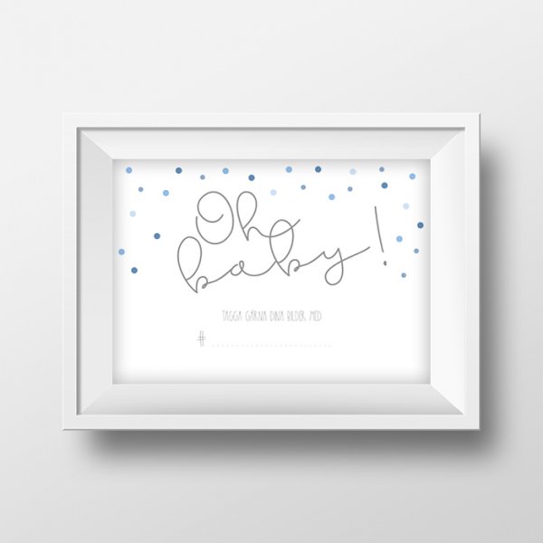 Instagram-Schild - Oh Baby - Blau - 4er-Pack