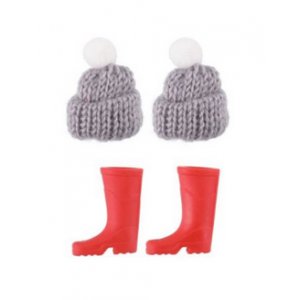 Weihnachtsmannstiefel und warme Mütze - Rot/Grau Weihnachtsmannstiefel und warme Mütze - Rot/Grau