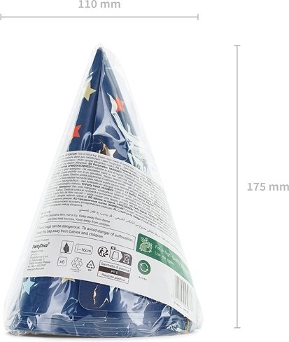 Partyhüte - Blau mit Sternen - 6er-Pack Partyhüte - Blau mit Sternen - 6er-Pack
