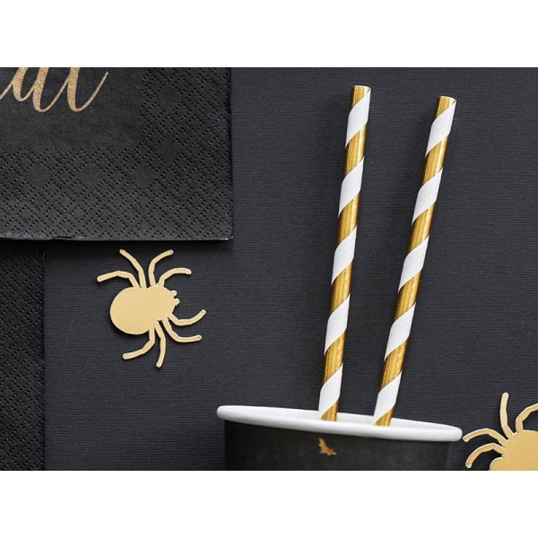 Strohhalme - Gestreift - Goldmetallic - 10 Stk