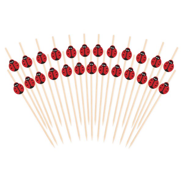 Snack- und Getränkestäbchen - Marienkäfer - 12 cm - 25 Stück Snack- und Getränkestäbchen - Marienkäfer - 12 cm - 25 Stück