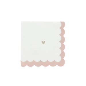 Papierservietten mit Herzchenmuster - Rosa, Weiß und Gold - 33 cm, 16er-Packung Papierservietten mit Herzchenmuster - Rosa, Weiß und Gold - 33 cm, 16er-Packung