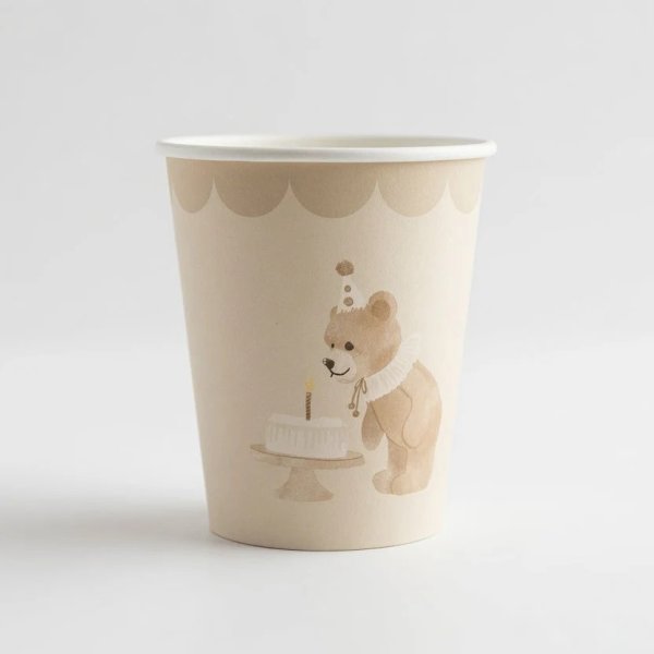 Pappbecher - Geburtstagsbär - Lavendelblau - 8er-Pack Pappbecher - Geburtstagsbär - Lavendelblau - 8er-Pack